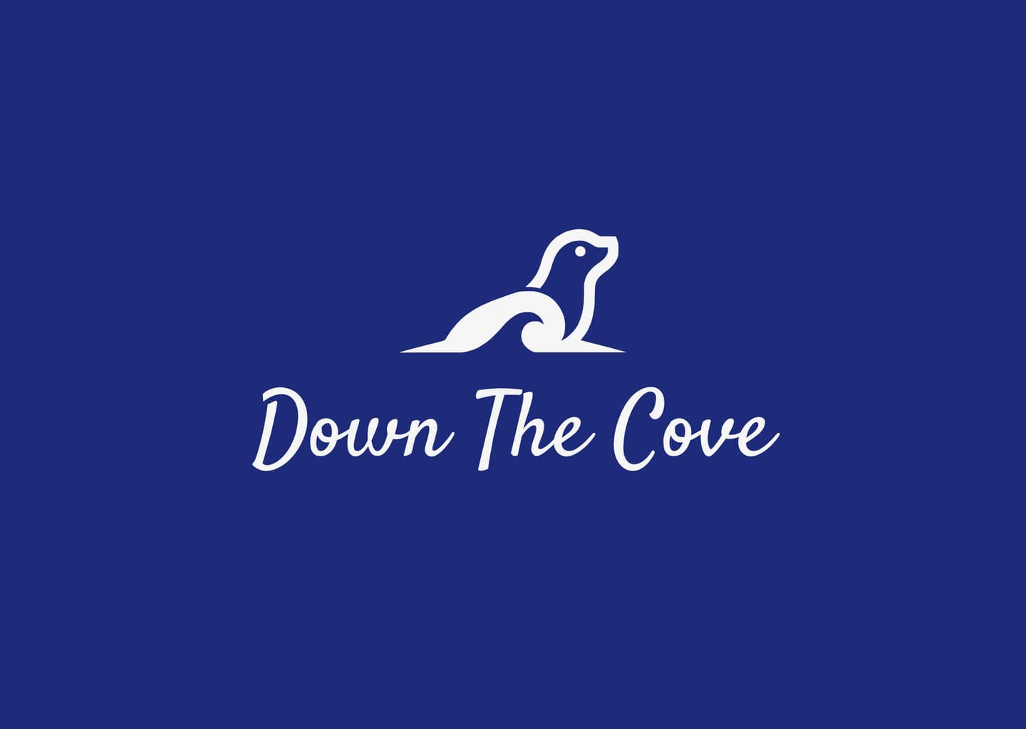 Down The Cove seal logo and script wordmark on a deep blue background